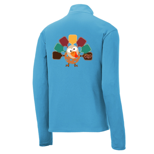 Turkey Pickleball | Men's 1/4 Zip Long Sleeve Pullover Athletic Shirt | 100% Polyester