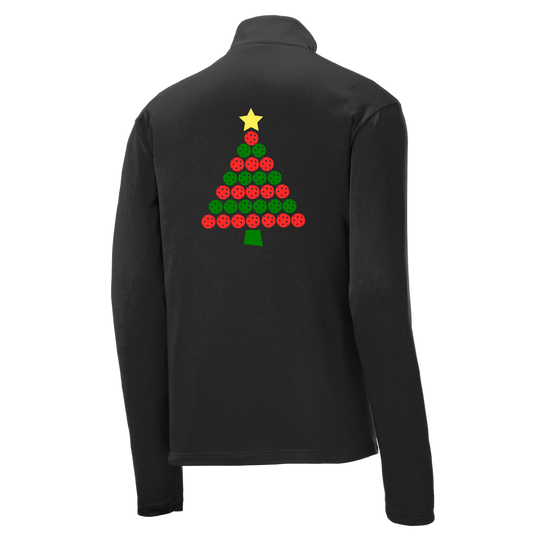 Christmas Tree | Men's 1/4 Zip Long Sleeve Pullover Athletic Shirt | 100% Polyester