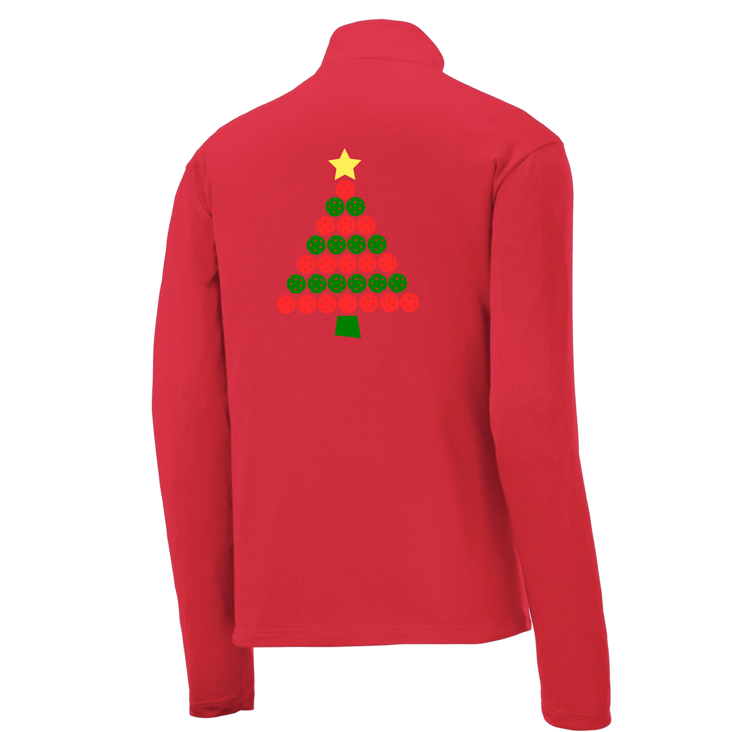 Christmas Tree | Men's 1/4 Zip Long Sleeve Pullover Athletic Shirt | 100% Polyester