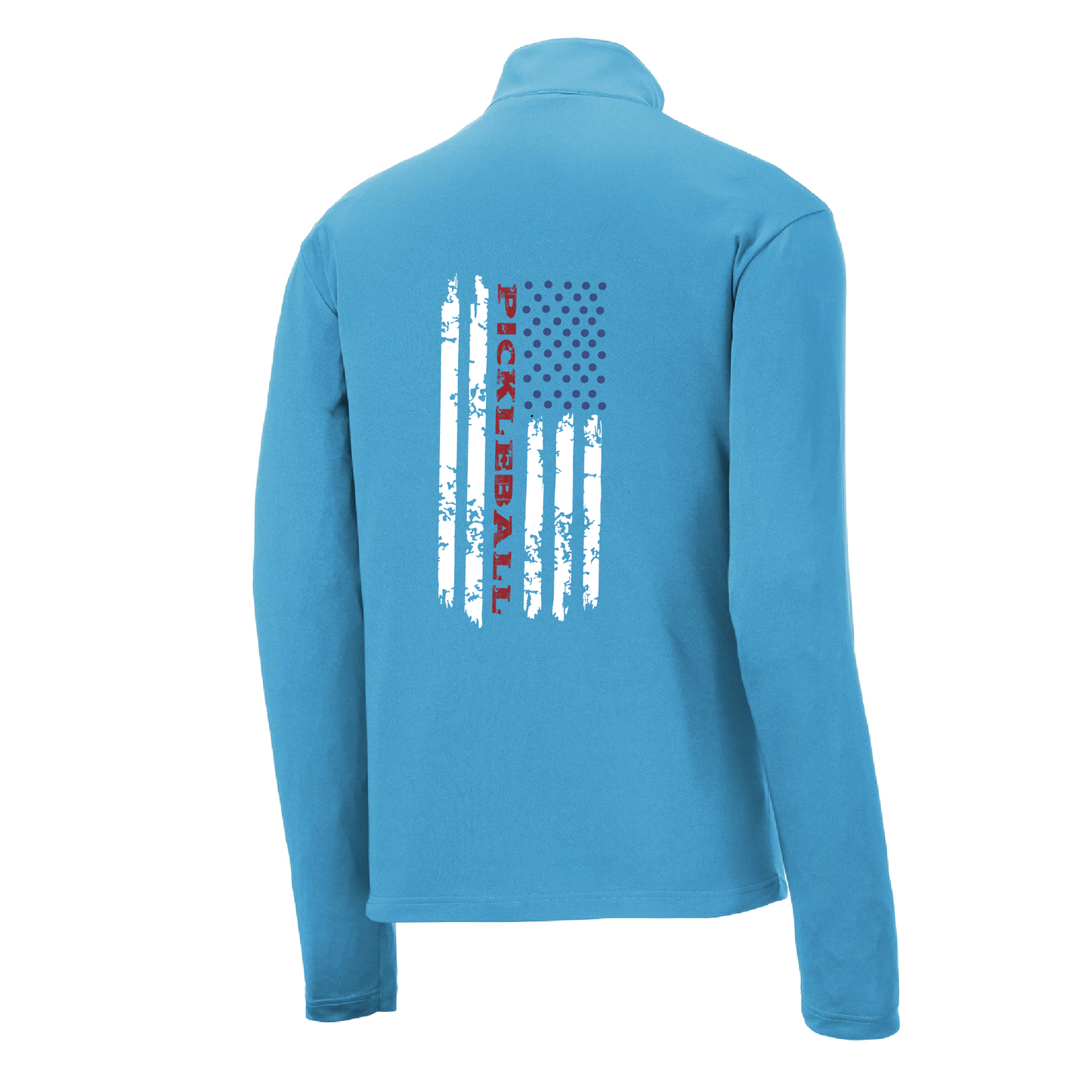 Pickleball Flag (Customizable) | Men's 1/4 Zip Long Sleeve Pullover Athletic Shirt | 100% Polyester