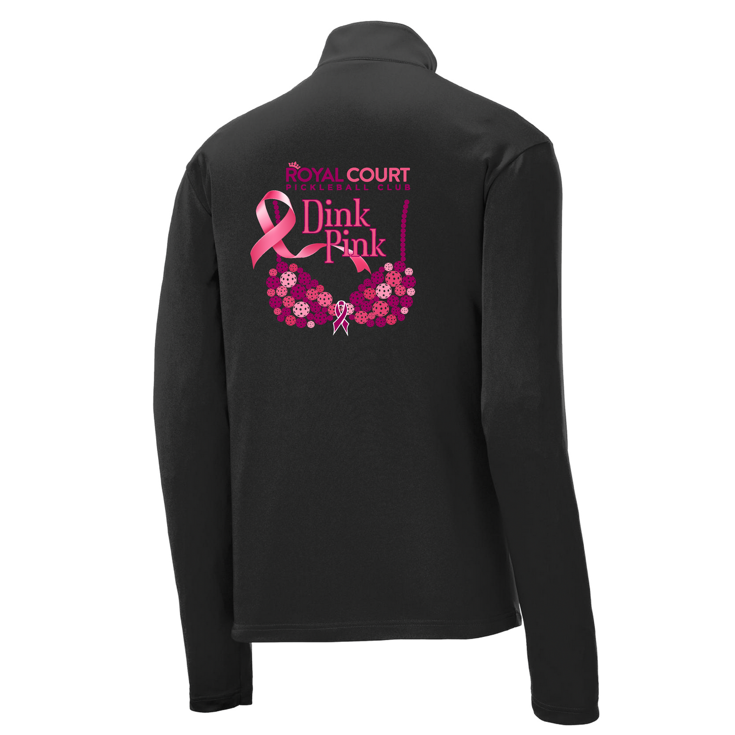 Royal Court Dink Pink | Men's 1/4 Zip Long Sleeve Pullover Athletic Shirt | 100% Polyester