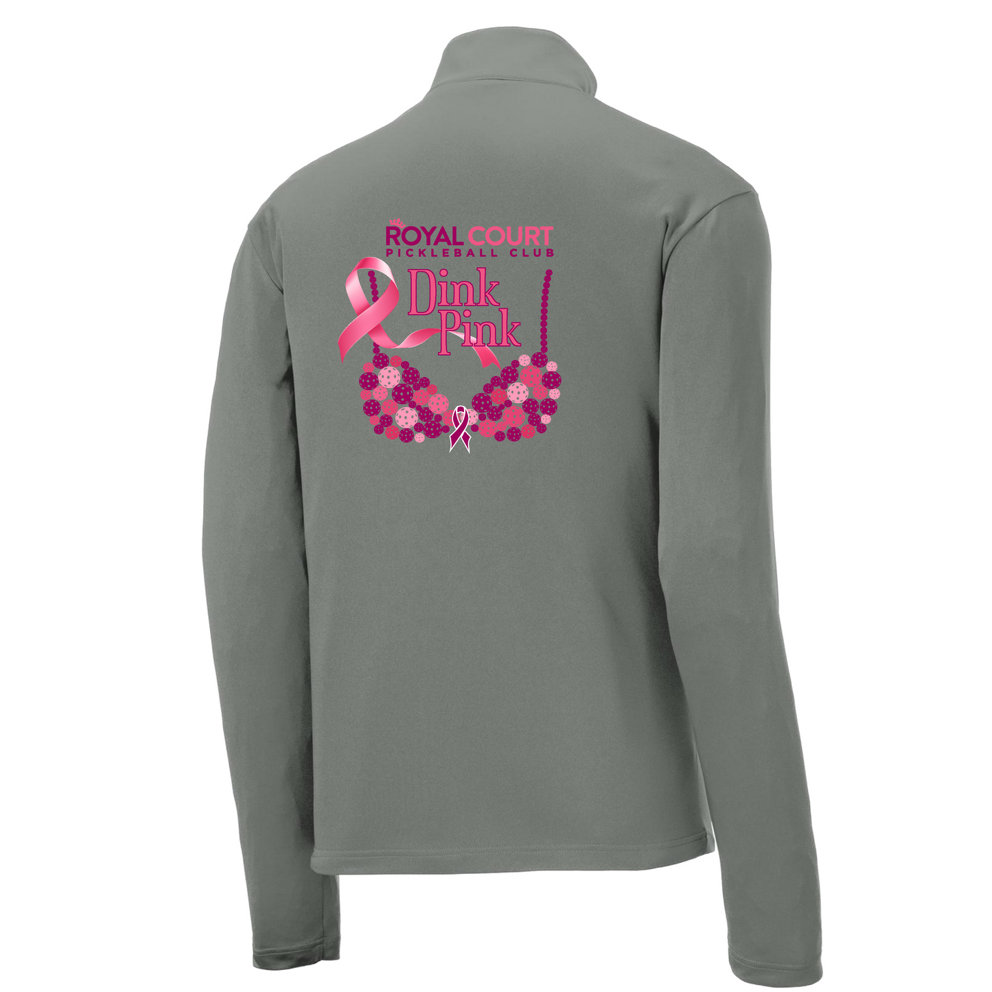 Royal Court Dink Pink | Men's 1/4 Zip Long Sleeve Pullover Athletic Shirt | 100% Polyester