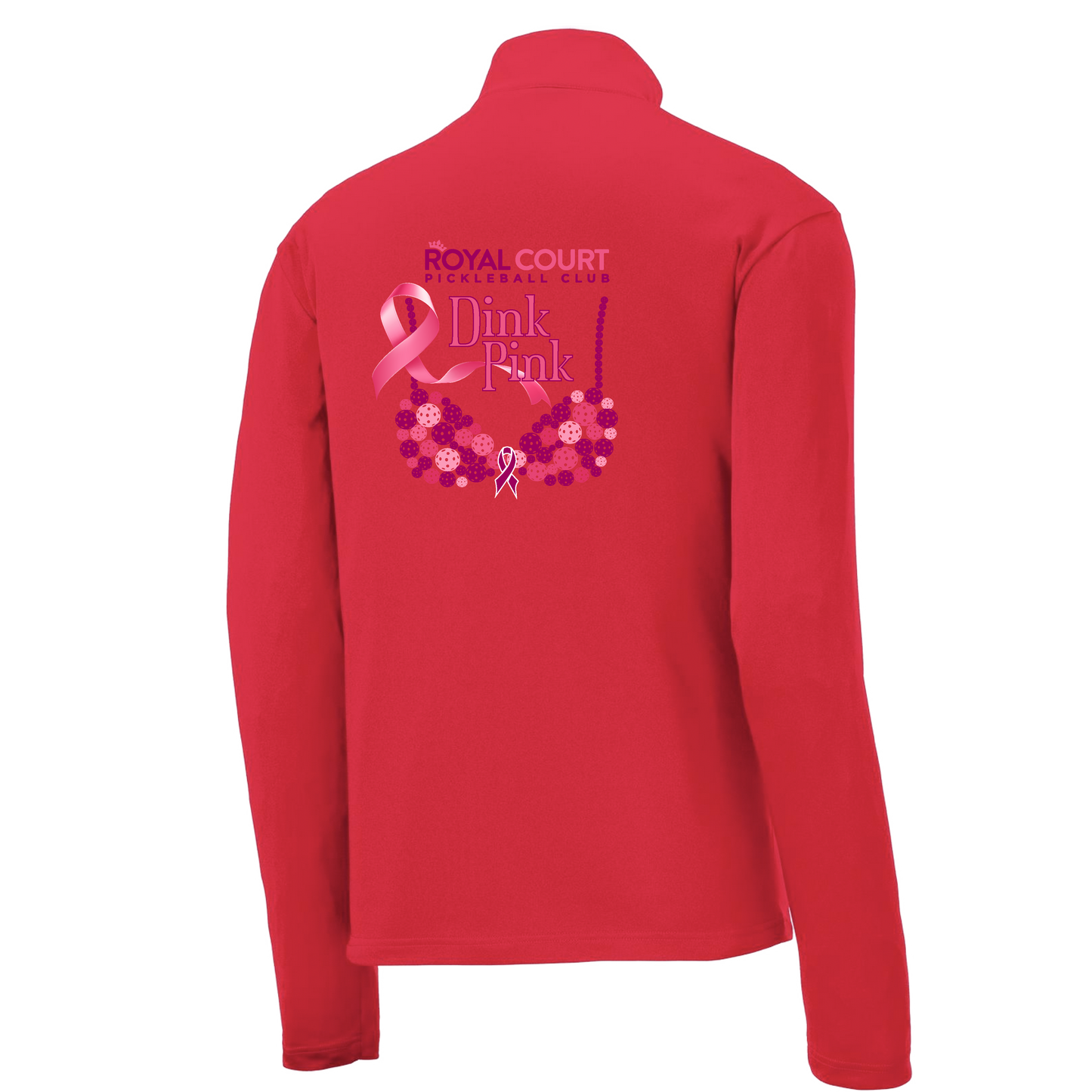 Royal Court Dink Pink | Men's 1/4 Zip Long Sleeve Pullover Athletic Shirt | 100% Polyester