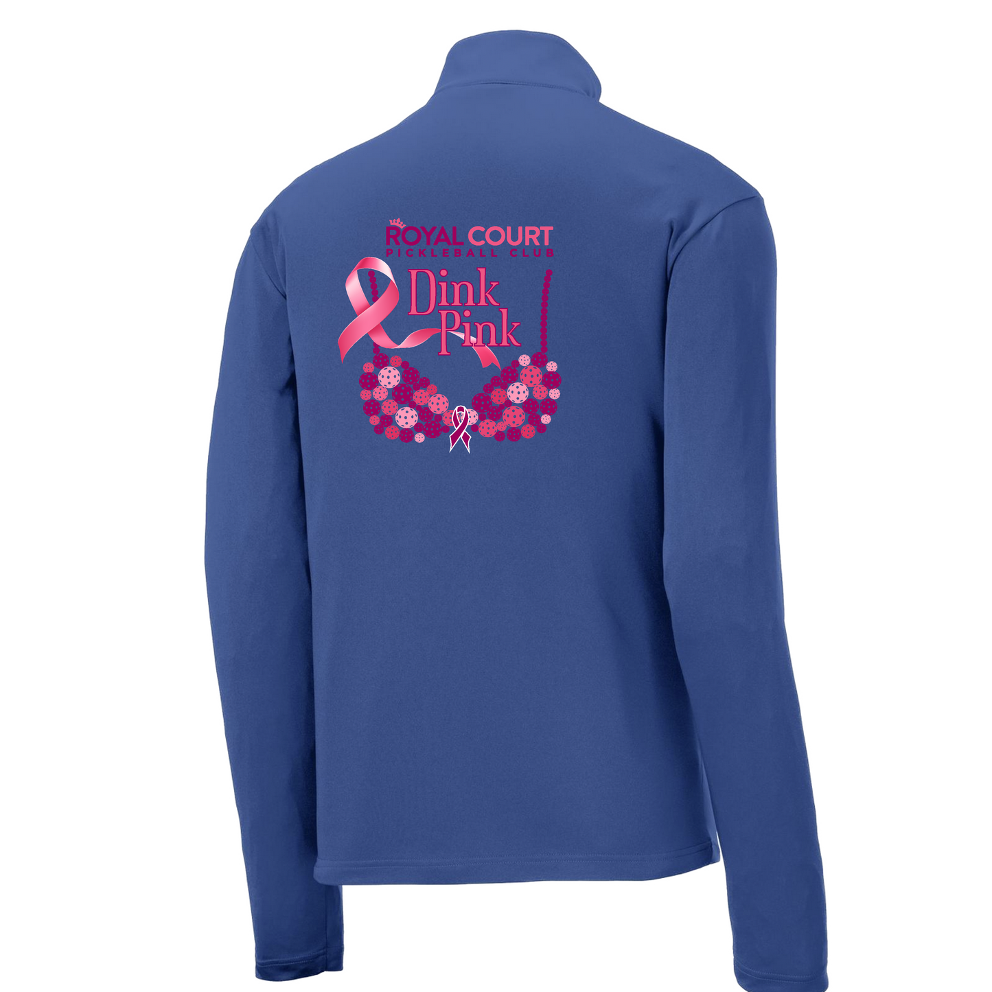 Royal Court Dink Pink | Men's 1/4 Zip Long Sleeve Pullover Athletic Shirt | 100% Polyester