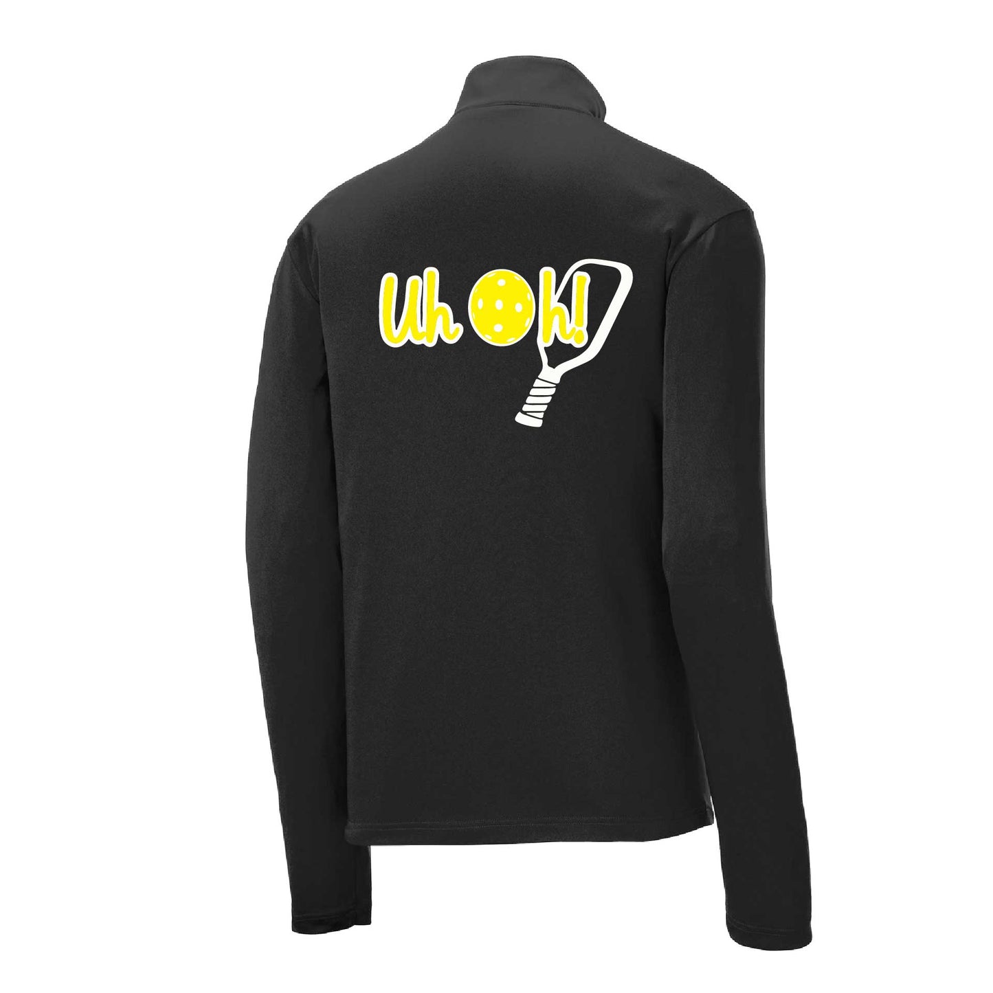 Uh Oh! | Men's 1/4 Zip Long Sleeve Pullover Athletic Pickleball Performance Shirt | 100% Polyester