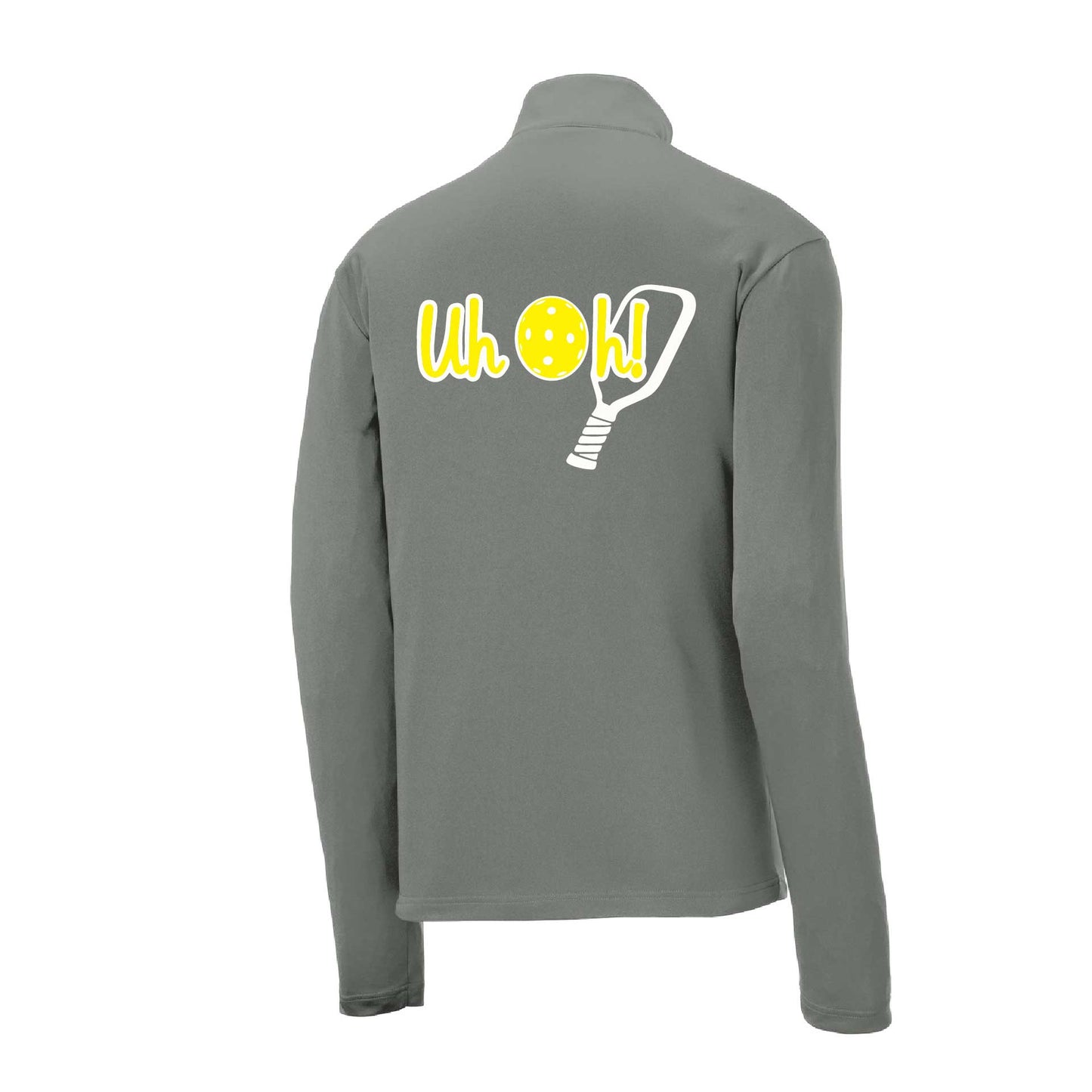Uh Oh! | Men's 1/4 Zip Long Sleeve Pullover Athletic Pickleball Performance Shirt | 100% Polyester