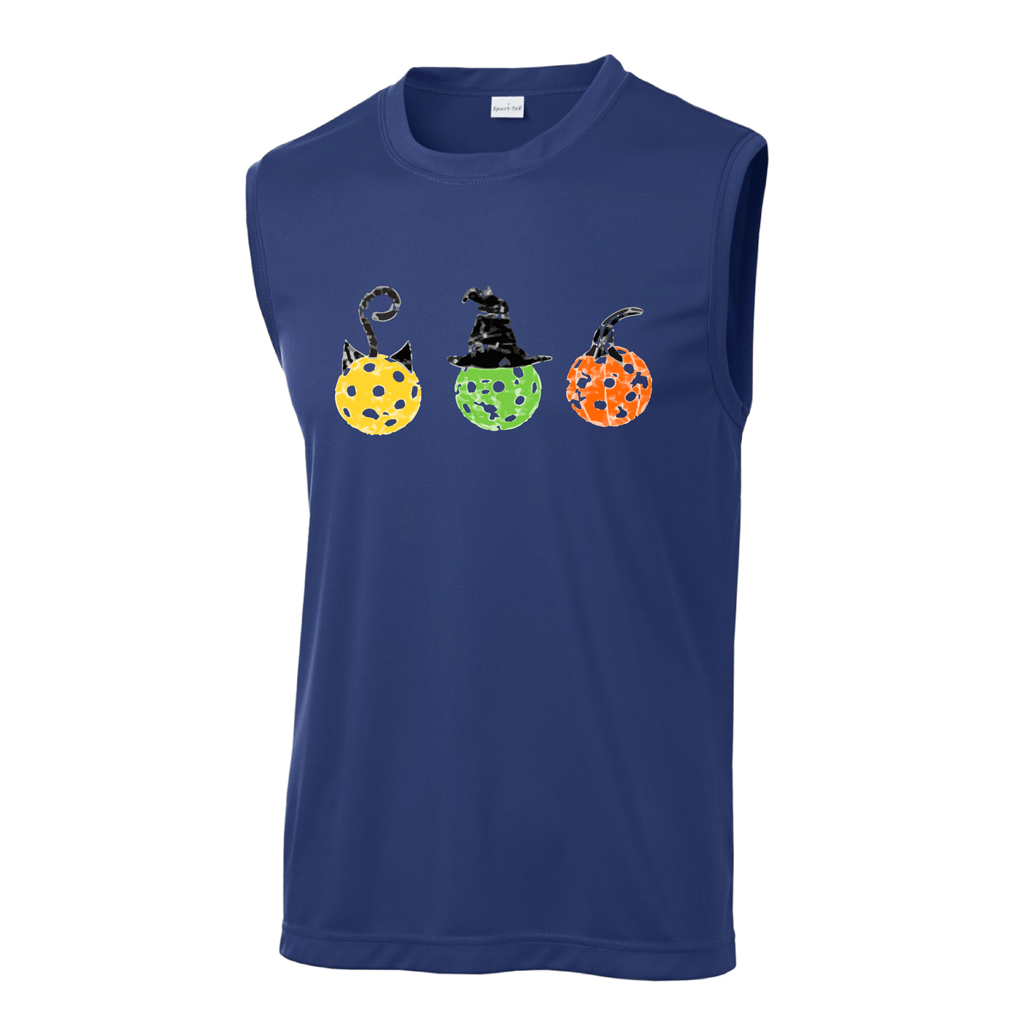 Cat Witch Pumpkin  | Men's Sleeveless Athletic Shirt | 100% Polyester