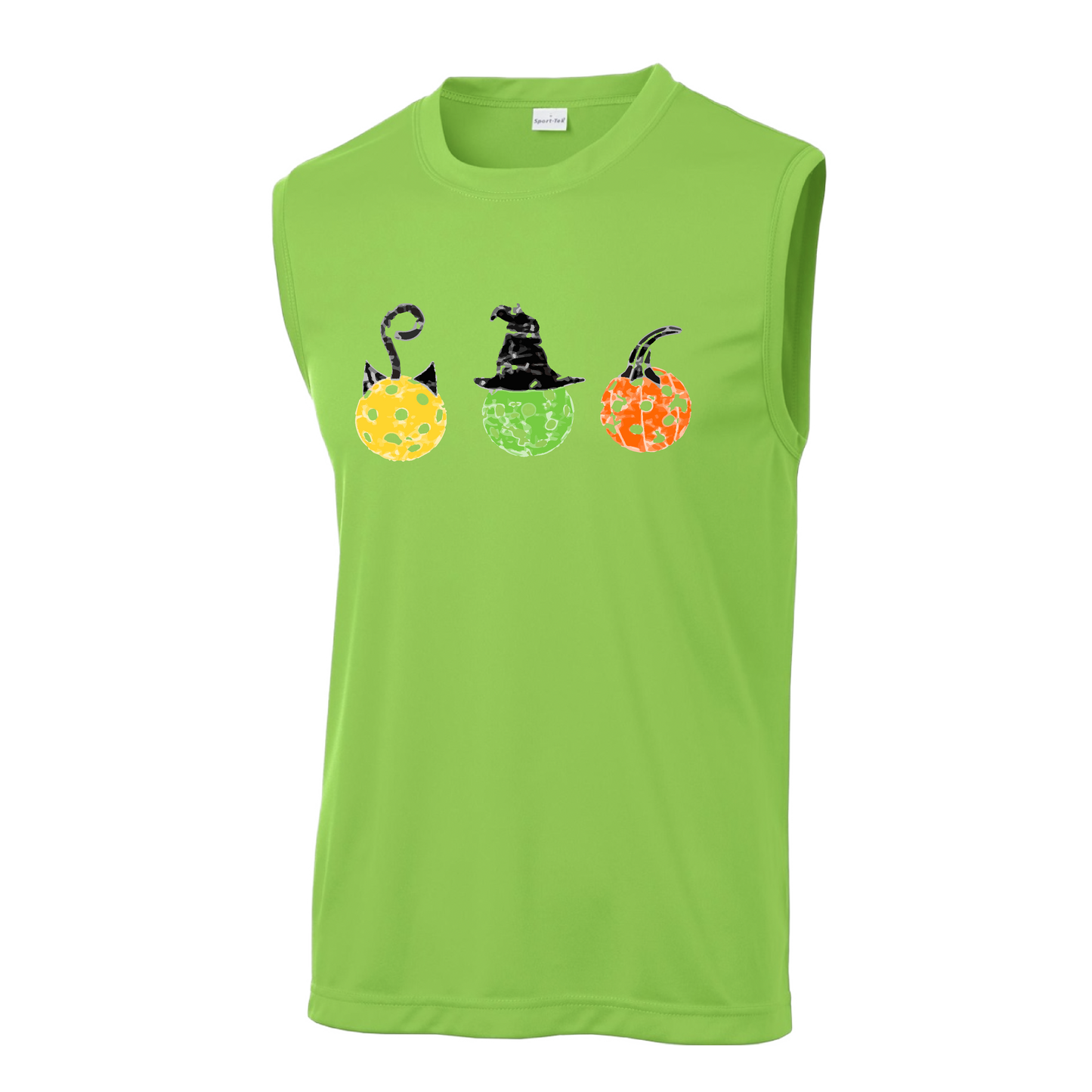 Cat Witch Pumpkin  | Men's Sleeveless Athletic Shirt | 100% Polyester