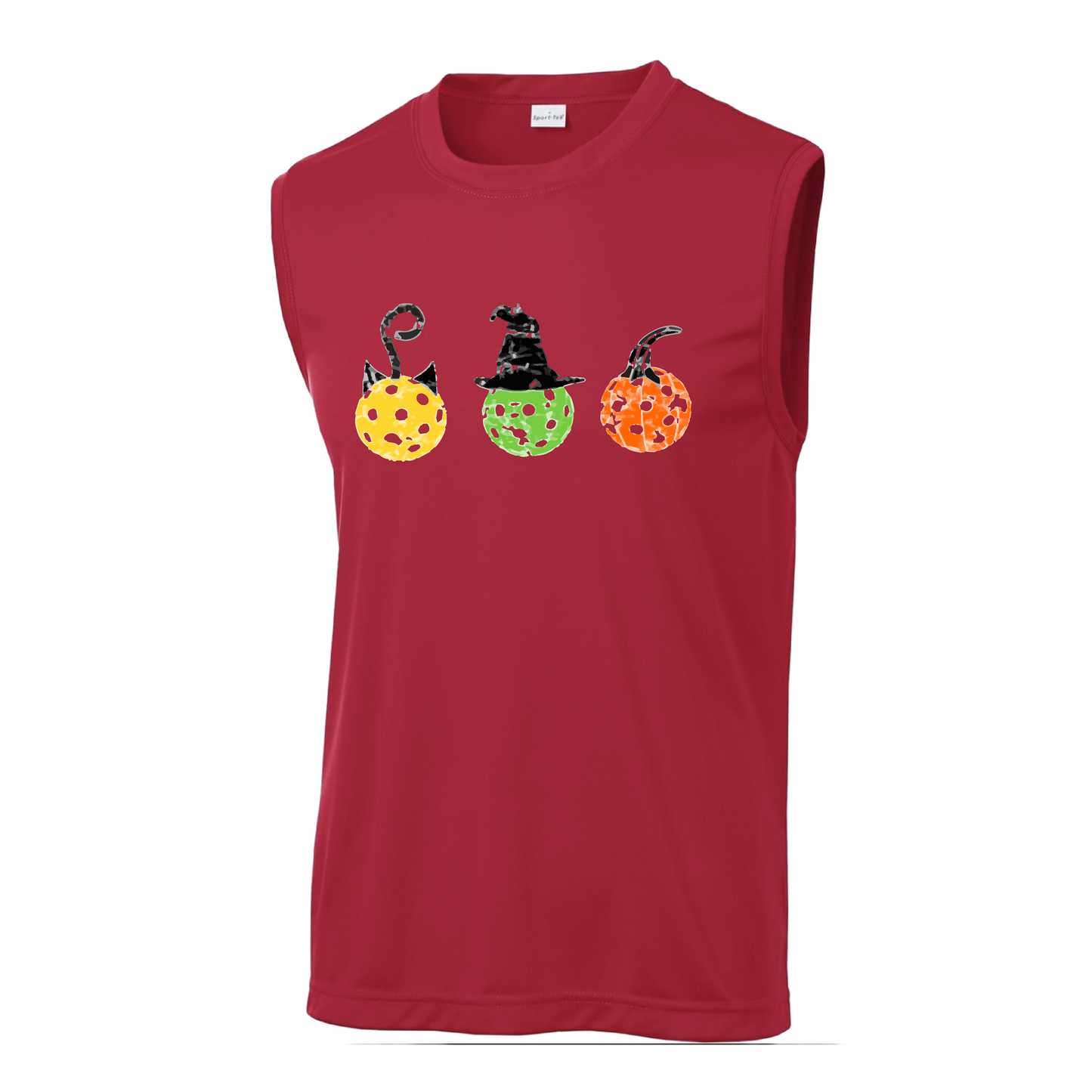 Cat Witch Pumpkin  | Men's Sleeveless Athletic Shirt | 100% Polyester