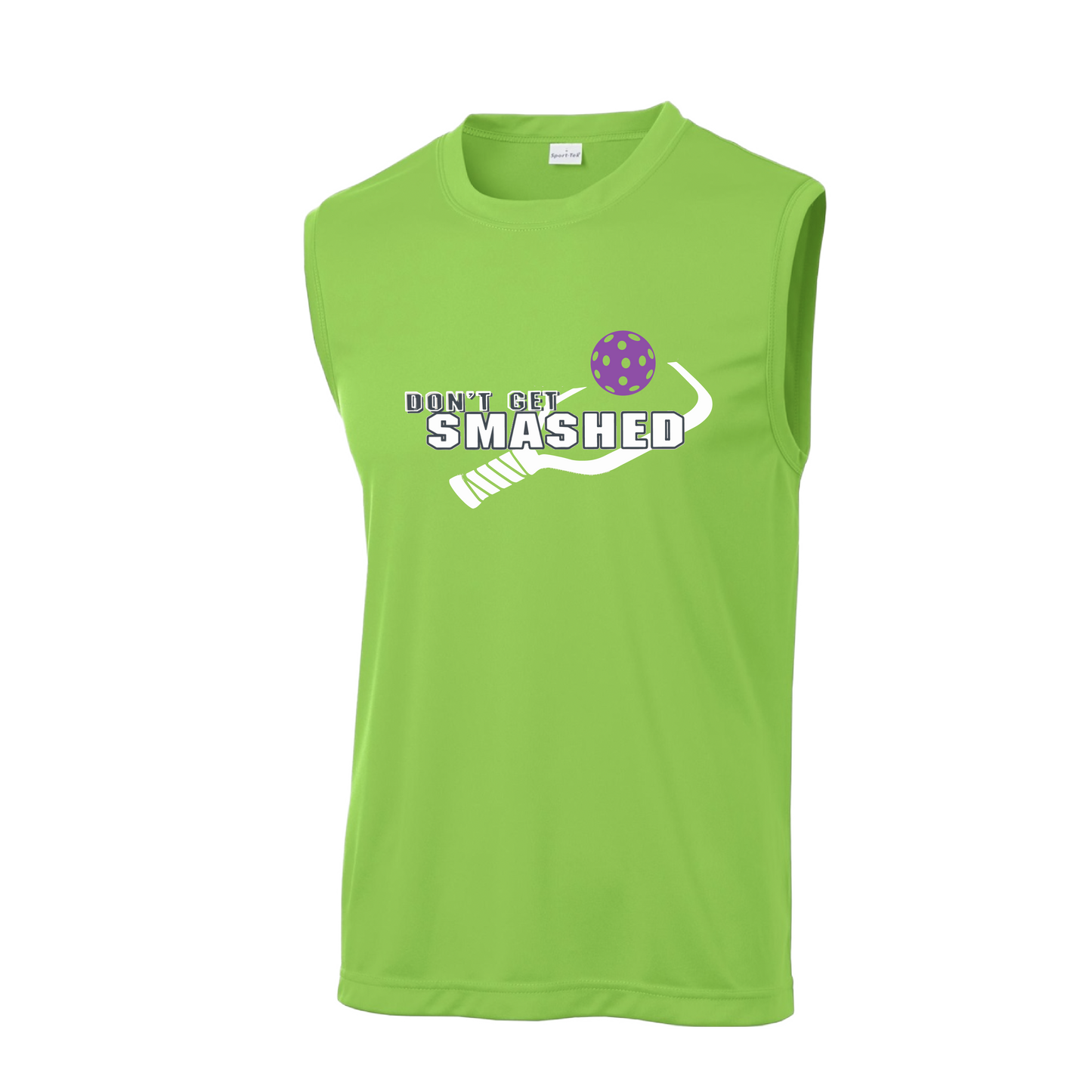 Lightweight, airy, and moisture-wicking styles of Don't Get Smashed shirts come in pickleball colors--purple, rainbow, white, and yellow. Featuring PosiCharge tech that ensures colorfastness and prevents logo fading, their removable tags and set-in sleeves make for all-day comfort.