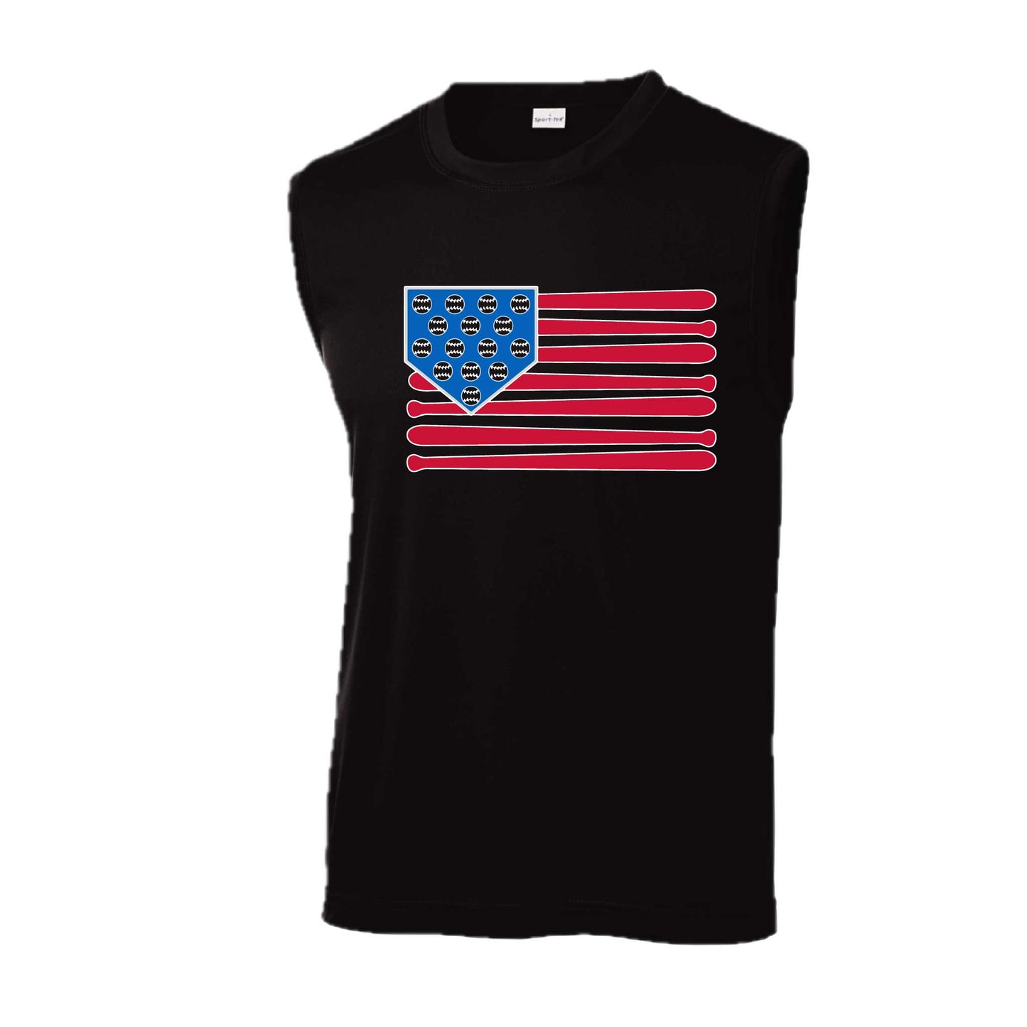Baseball Flag | Men's Sleeveless Athletic Baseball Performance T-Shirt | 100% Polyester