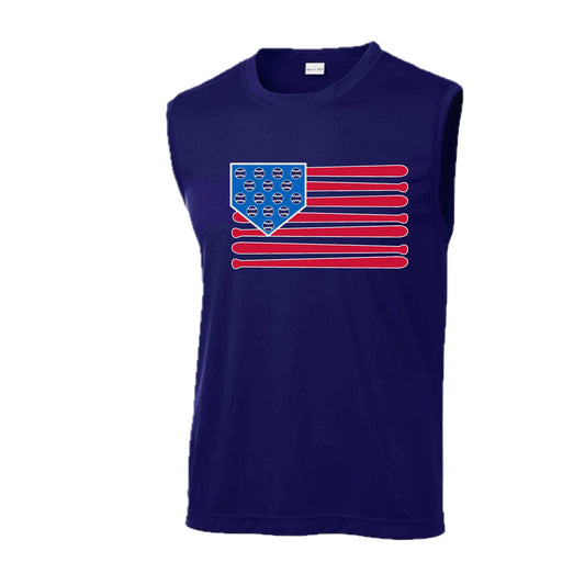 Baseball Flag | Men's Sleeveless Athletic Baseball Performance T-Shirt | 100% Polyester