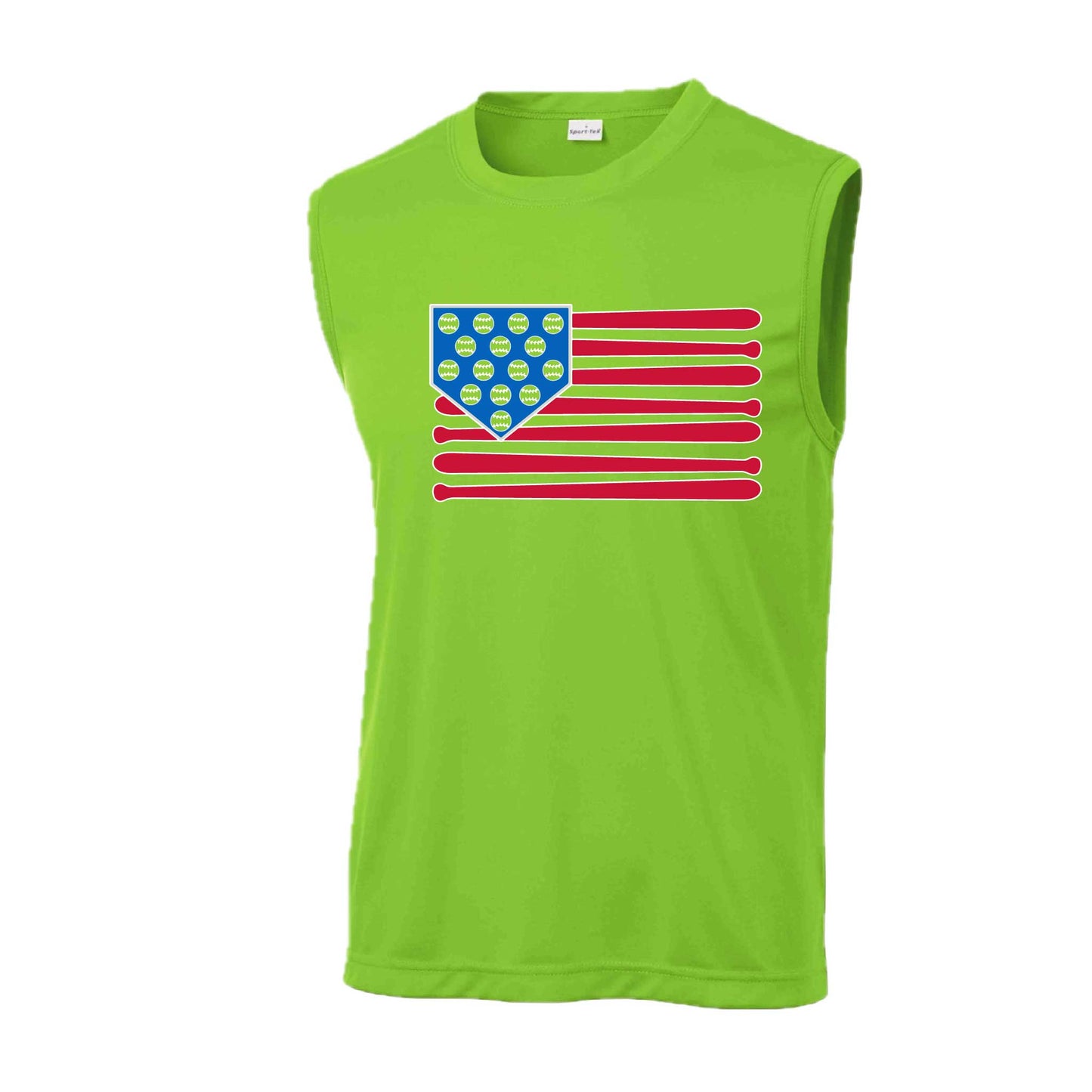 Baseball Flag | Men's Sleeveless Athletic Baseball Performance T-Shirt | 100% Polyester