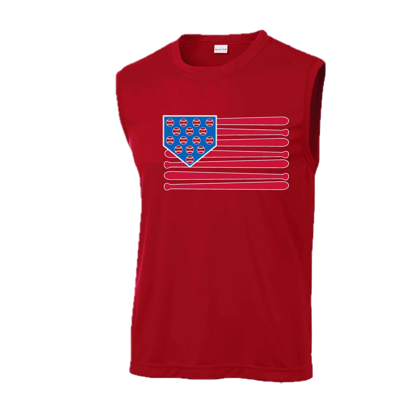 Baseball Flag | Men's Sleeveless Athletic Baseball Performance T-Shirt | 100% Polyester
