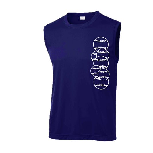 Full Count | Men's Sleeveless Athletic Baseball Performance T-Shirt | 100% Polyester