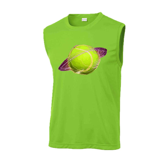 Galactic Tennis | Men's Sleeveless Athletic Tennis Performance T-Shirt | 100% Polyester