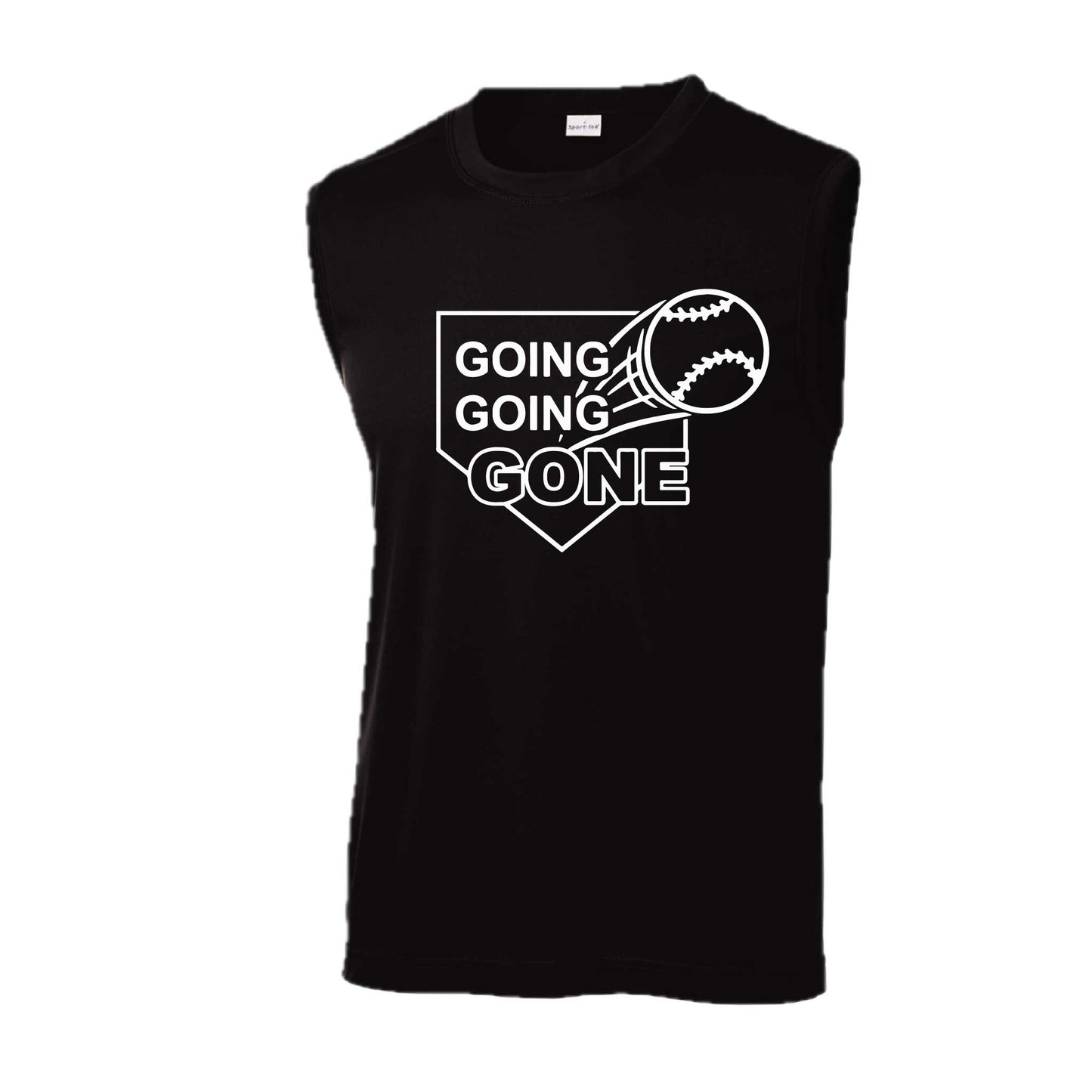 Going Going Gone | Men's Sleeveless Athletic Baseball Performance T-Shirt | 100% Polyester