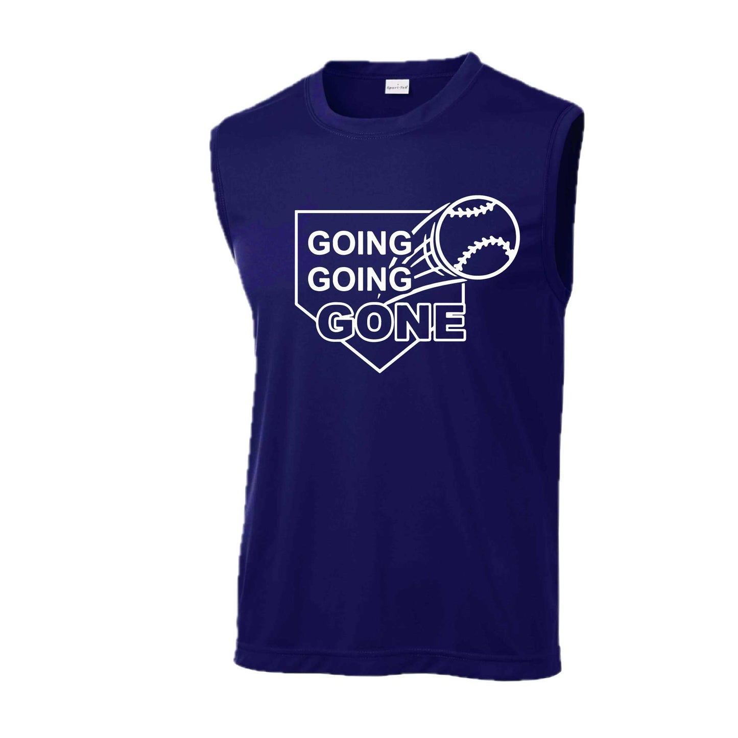 Going Going Gone | Men's Sleeveless Athletic Baseball Performance T-Shirt | 100% Polyester