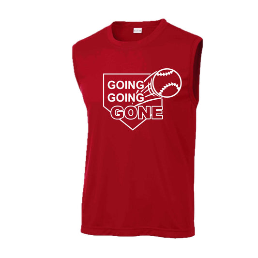 Going Going Gone | Men's Sleeveless Athletic Baseball Performance T-Shirt | 100% Polyester