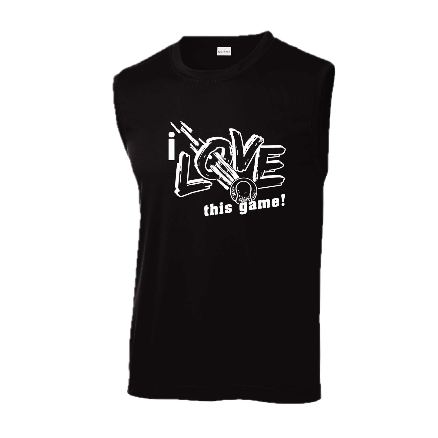 I Love This Game | Men's Sleeveless Athletic Tennis Performance T-Shirt | 100% Polyester