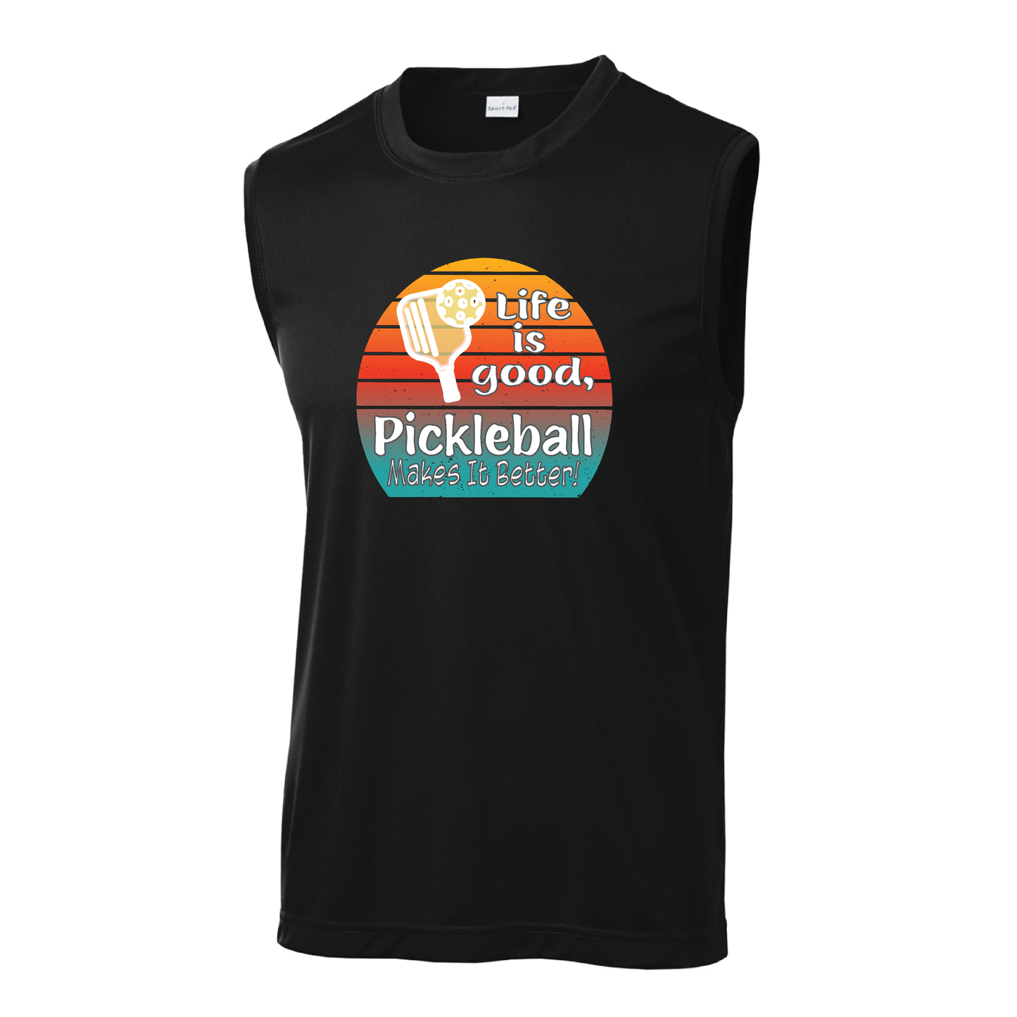 Life is Good Pickleball Makes it Better | Men's Sleeveless Athletic Shirt | 100% Polyester