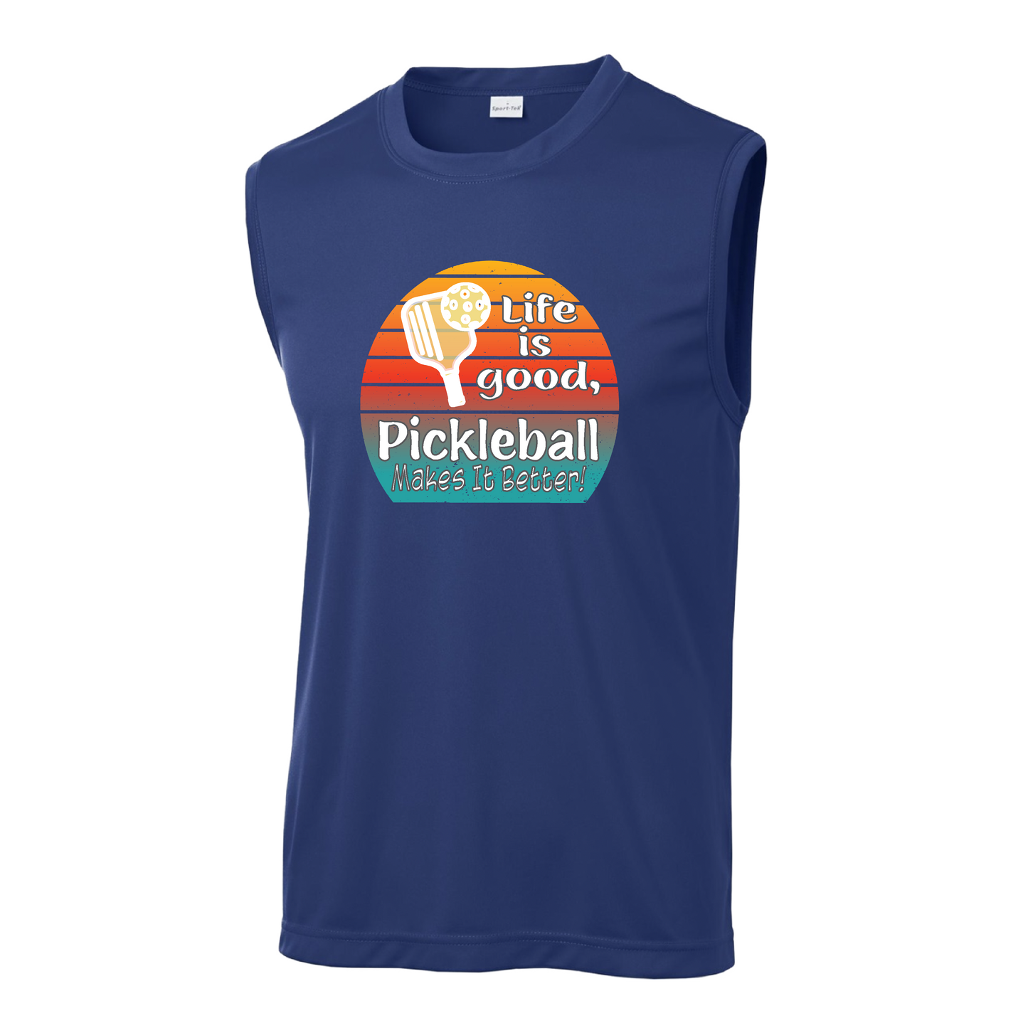 Life is Good Pickleball Makes it Better | Men's Sleeveless Athletic Shirt | 100% Polyester