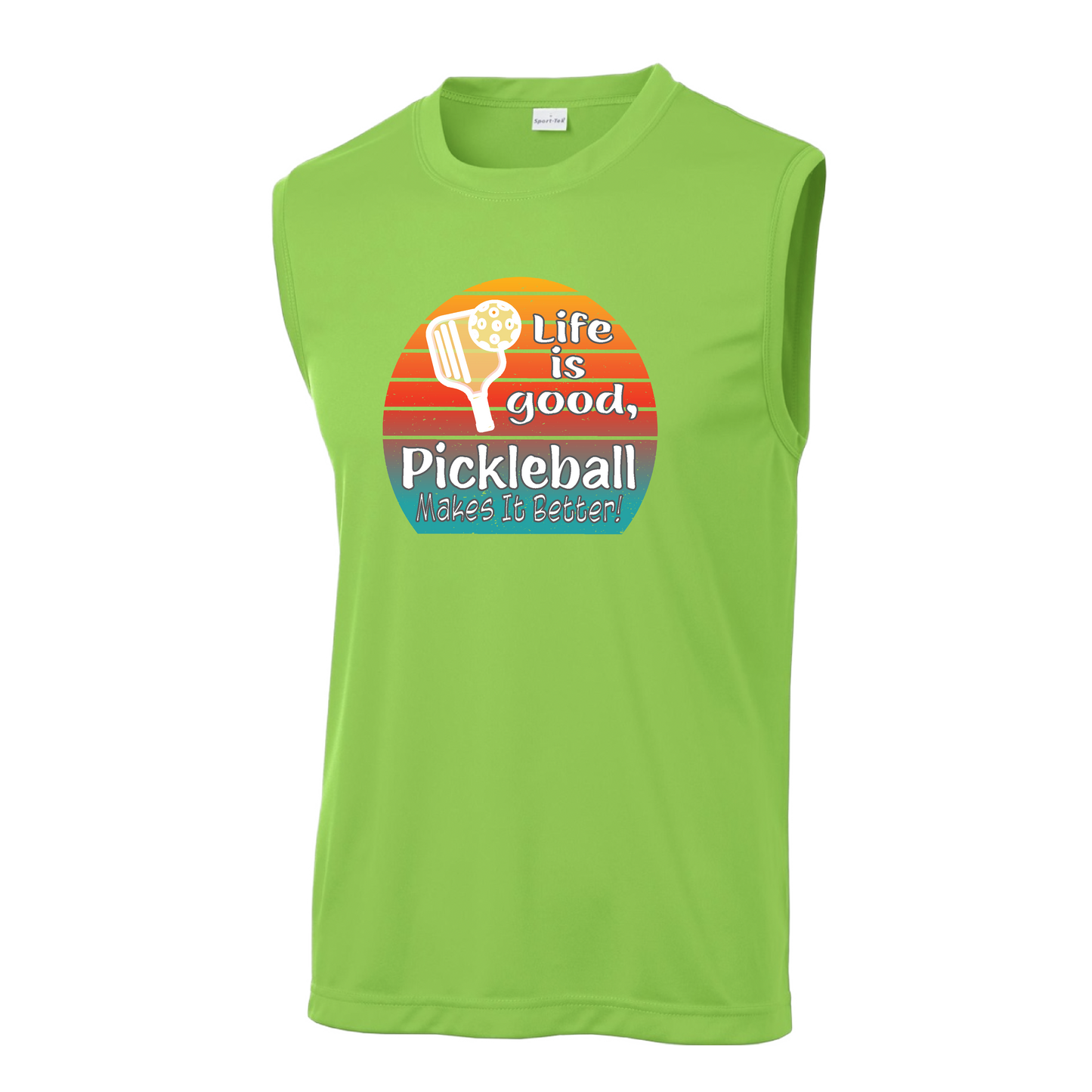 Life is Good Pickleball Makes it Better | Men's Sleeveless Athletic Shirt | 100% Polyester