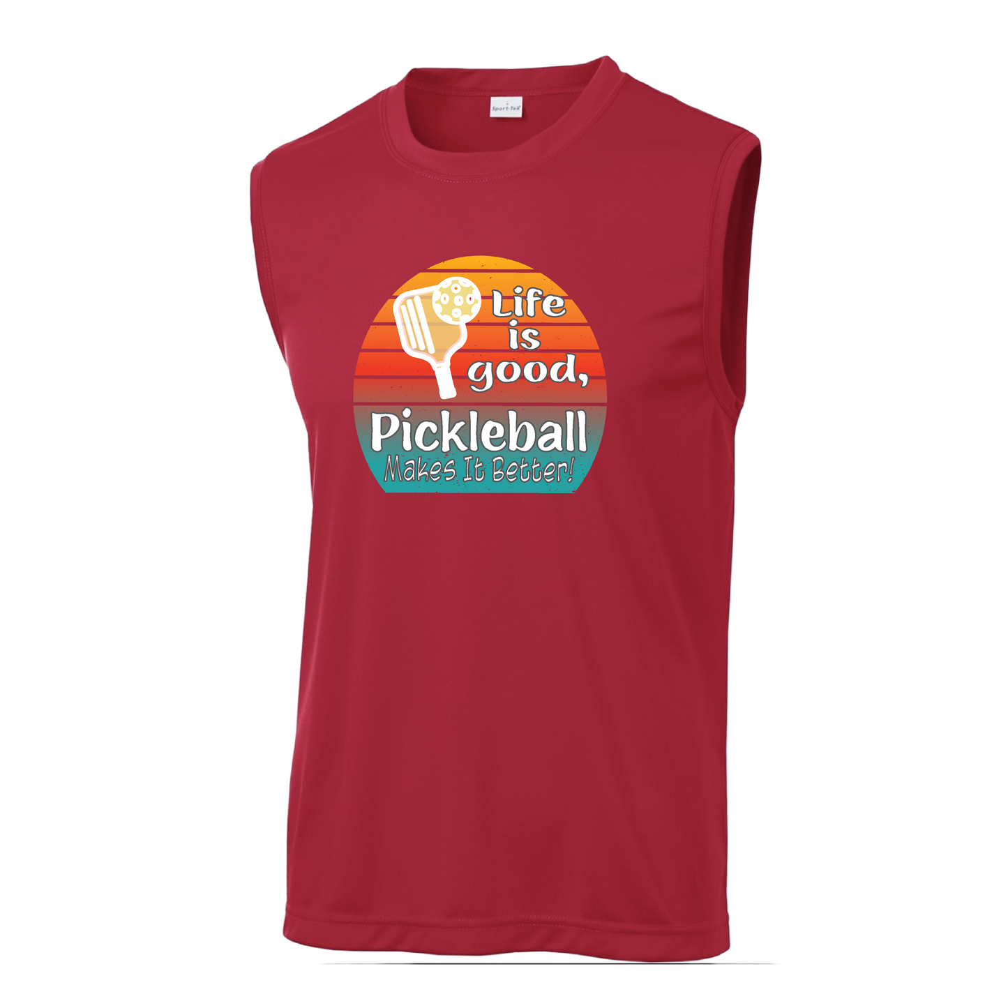 Life is Good Pickleball Makes it Better | Men's Sleeveless Athletic Shirt | 100% Polyester