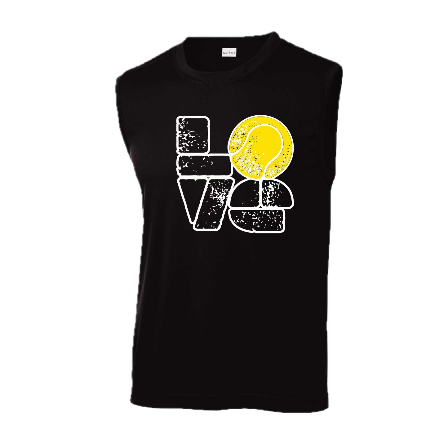 Love Stacked | Men's Sleeveless Athletic Tennis Performance T-Shirt | 100% Polyester