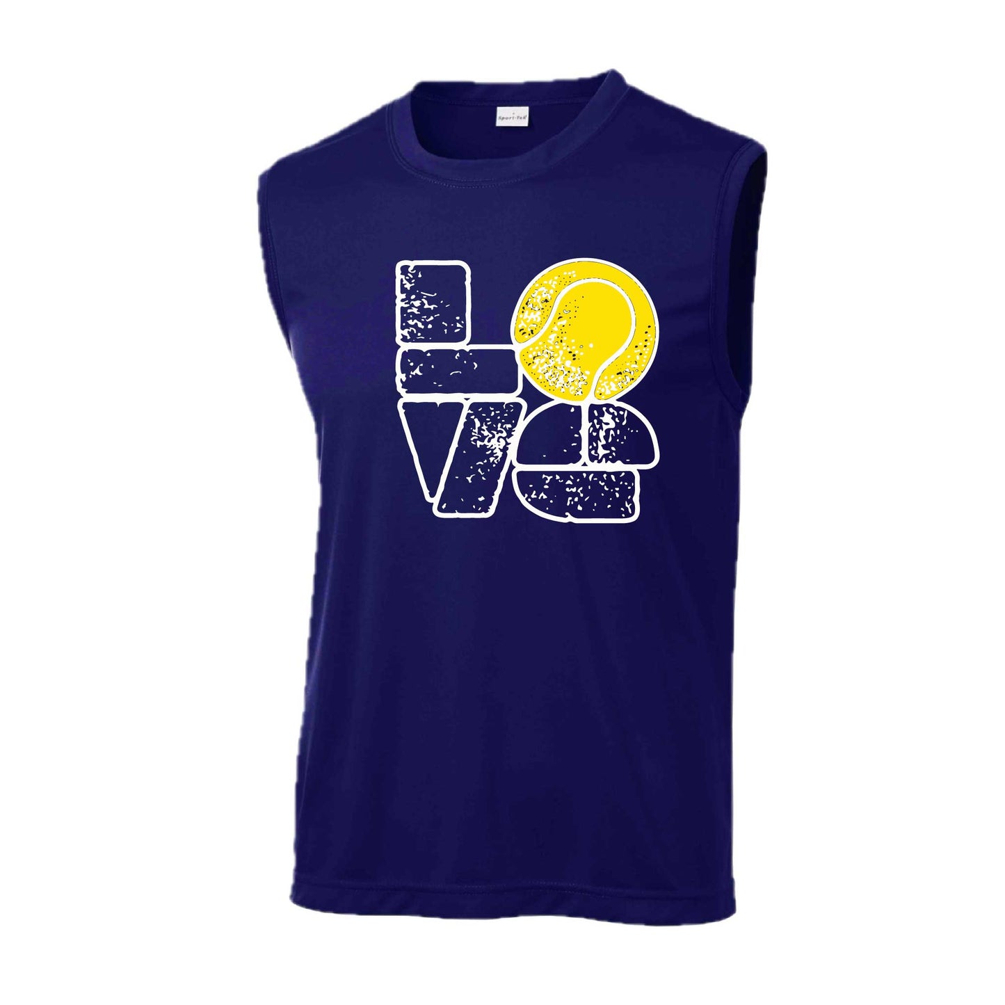 Love Stacked | Men's Sleeveless Athletic Tennis Performance T-Shirt | 100% Polyester