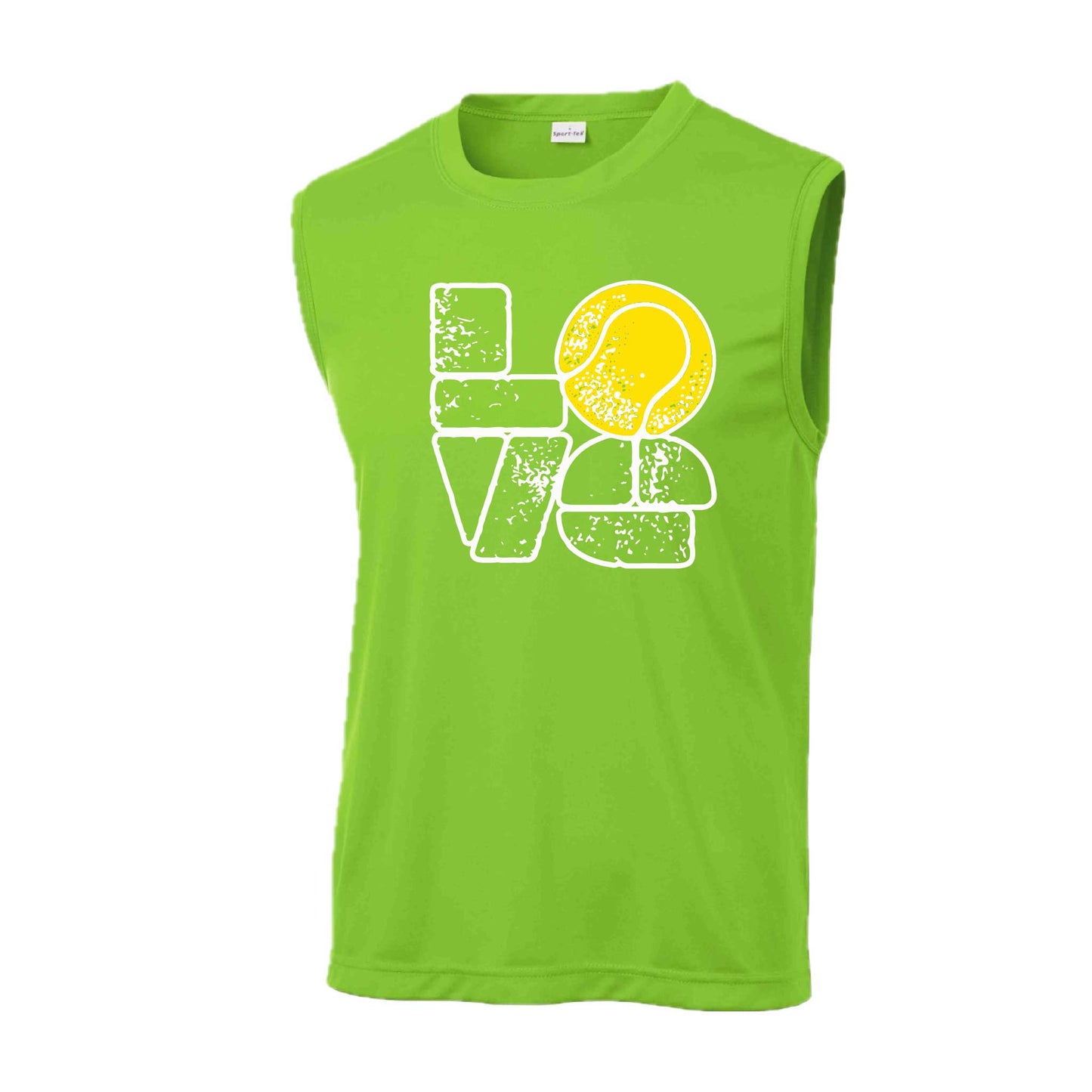 Love Stacked | Men's Sleeveless Athletic Tennis Performance T-Shirt | 100% Polyester