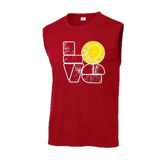 Love Stacked | Men's Sleeveless Athletic Tennis Performance T-Shirt | 100% Polyester