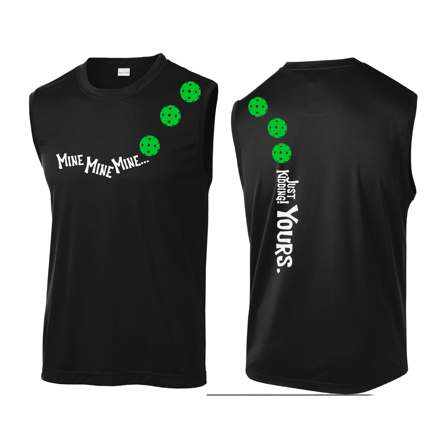 Mine JK Yours (Pickleball Colors Green Rainbow or Cyan) | Men's Sleeveless Athletic Shirt | 100% Polyester