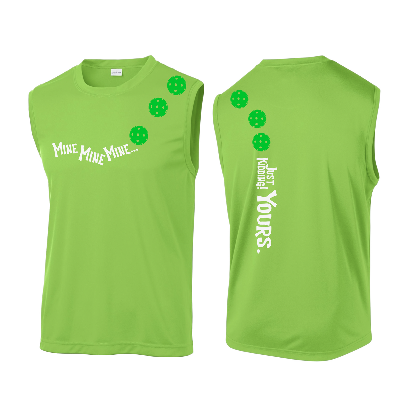 Mine JK Yours (Pickleballs Cyan Green Orange) | Men's Sleeveless Athletic Shirt | 100% Polyester