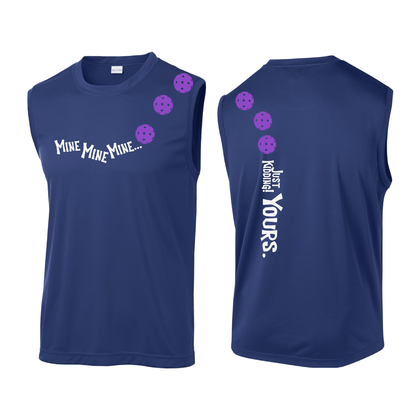 Mine JK Yours (Pickleballs Pink Purple Rainbow) | Men's Sleeveless Athletic Shirt | 100% Polyester