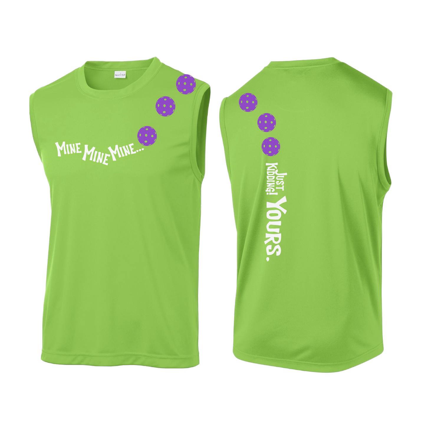 Mine JK Yours (Pickleballs Pink Purple Rainbow) | Men's Sleeveless Athletic Shirt | 100% Polyester