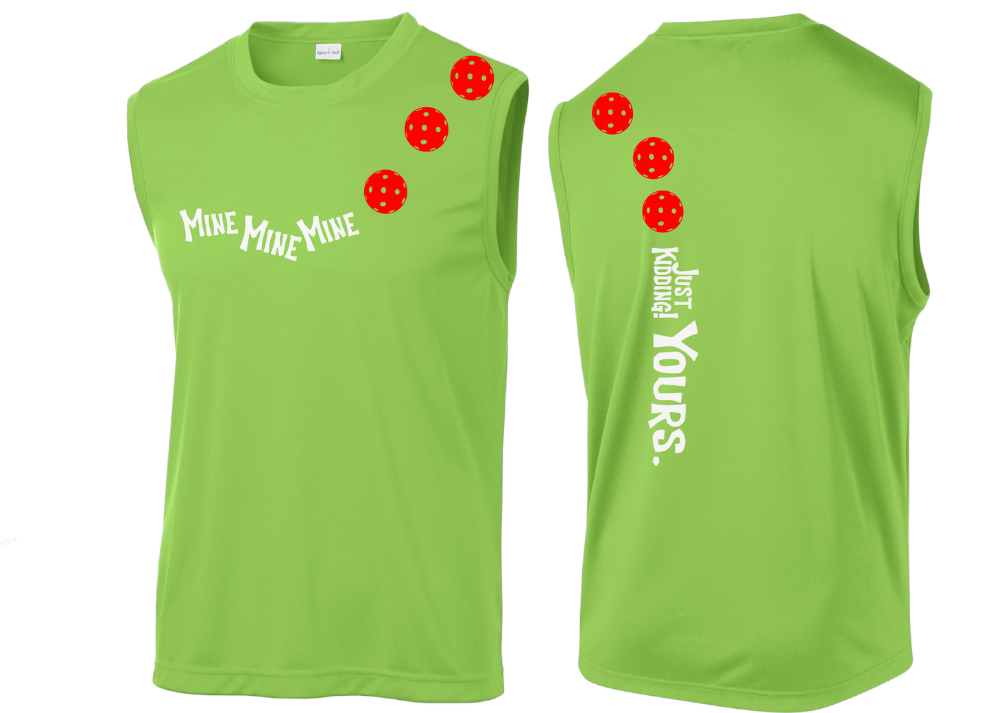 Mine JK Yours (Pickleball Colors Orange Yellow or Red) | Men's Sleeveless Athletic Shirt | 100% Polyester