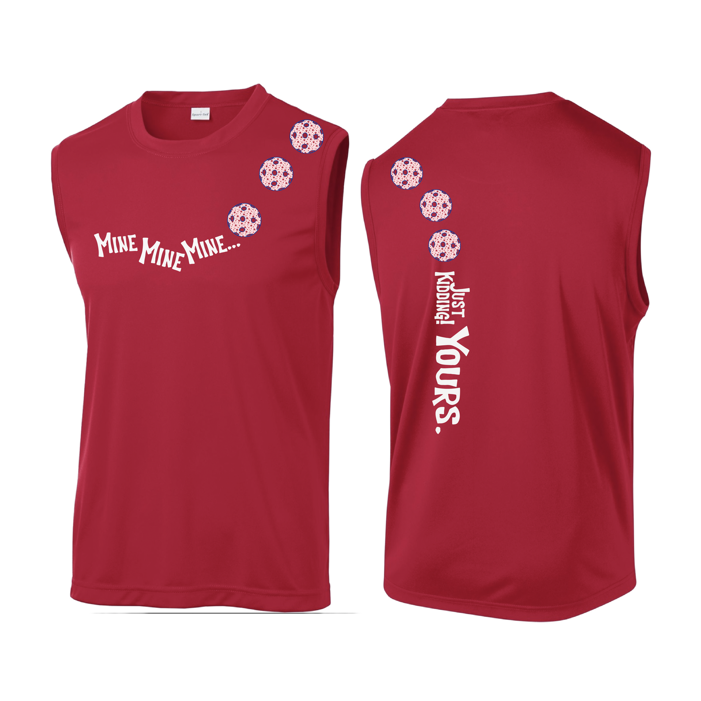 Mine JK Yours (Pickleball Colors Patriotic Stars White or Purple) | Men's Sleeveless Athletic Shirt | 100% Polyester