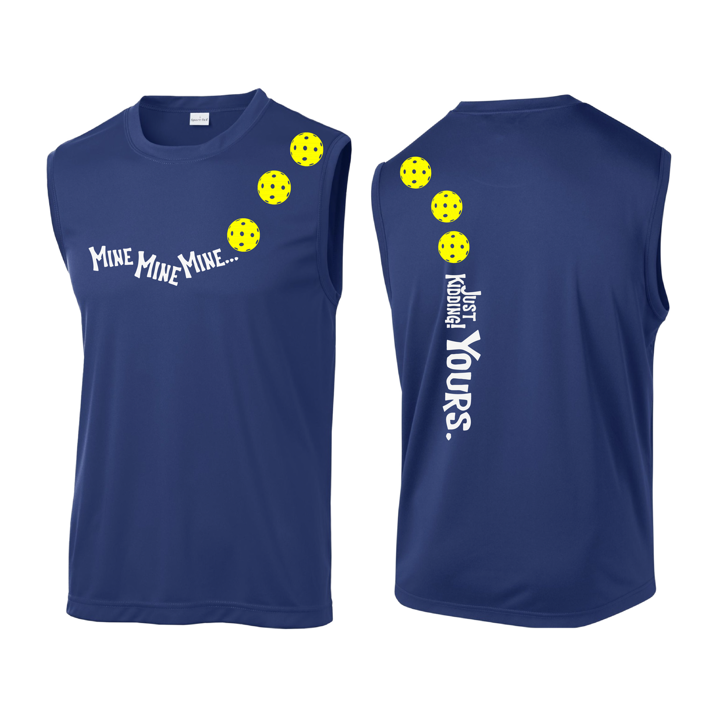 Mine JK Yours (Pickleball Colors Orange Yellow or Red) | Men's Sleeveless Athletic Shirt | 100% Polyester