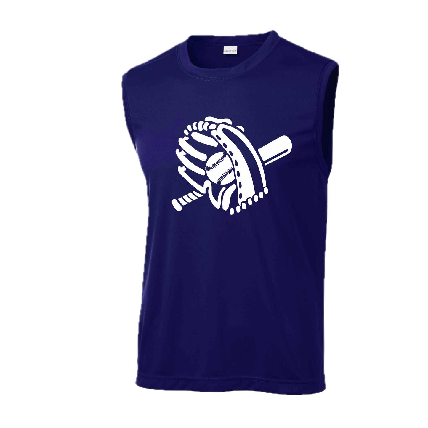 Baseball Mitt | Men's Sleeveless Athletic Baseball Performance T-Shirt | 100% Polyester