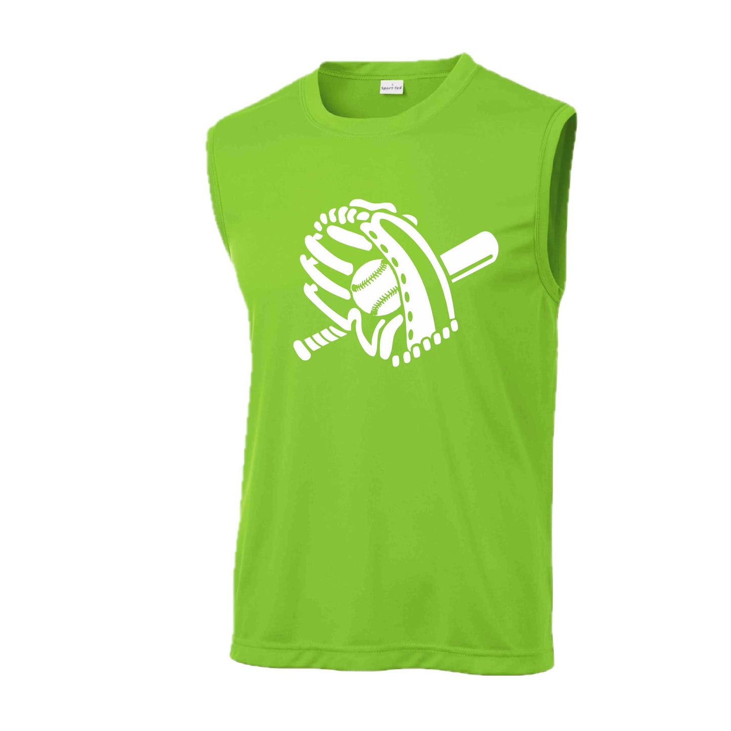 Baseball Mitt | Men's Sleeveless Athletic Baseball Performance T-Shirt | 100% Polyester