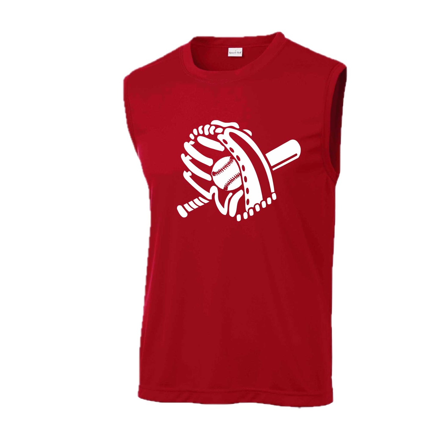 Baseball Mitt | Men's Sleeveless Athletic Baseball Performance T-Shirt | 100% Polyester