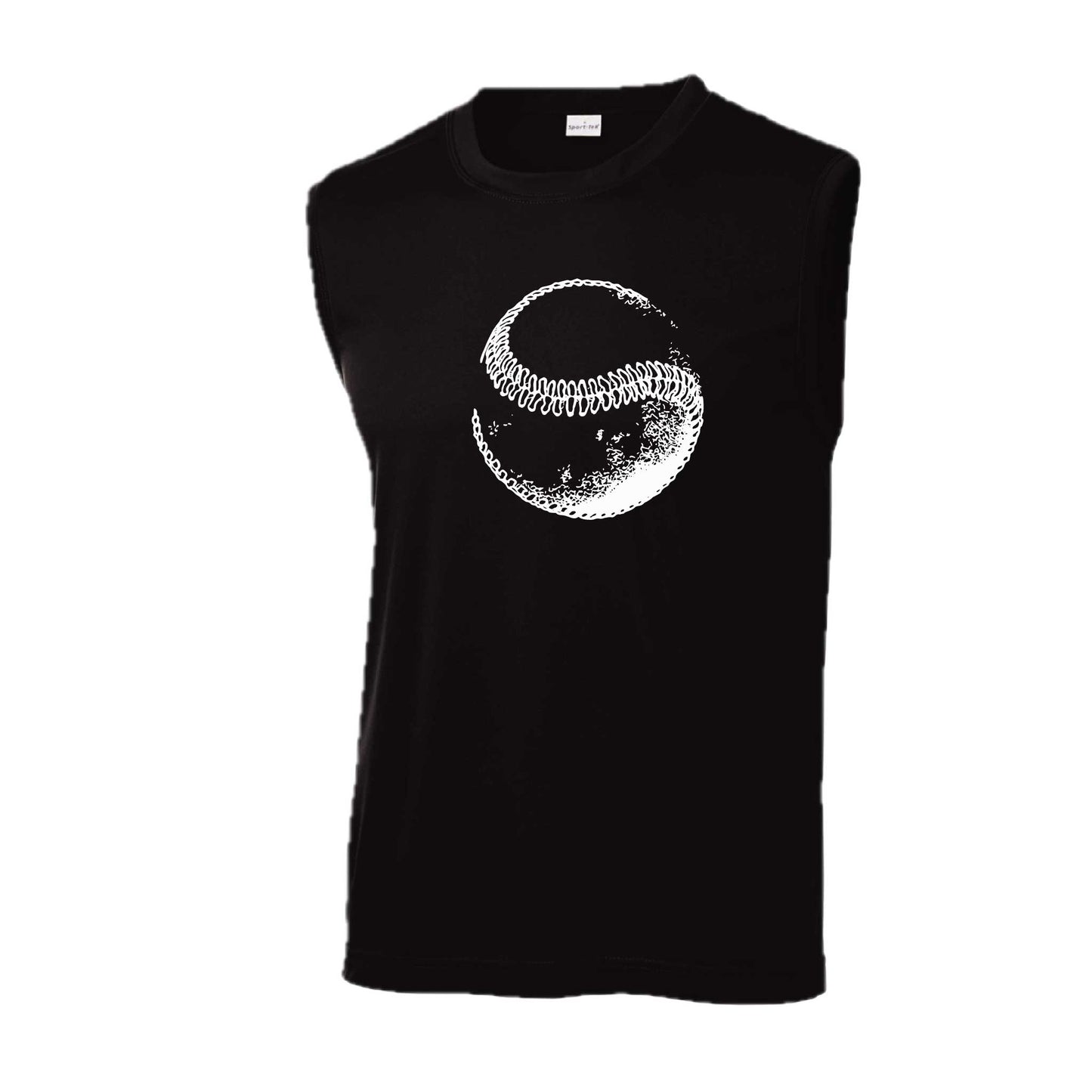 Retro Curveball | Men's Sleeveless Athletic Baseball Performance T-Shirt | 100% Polyester