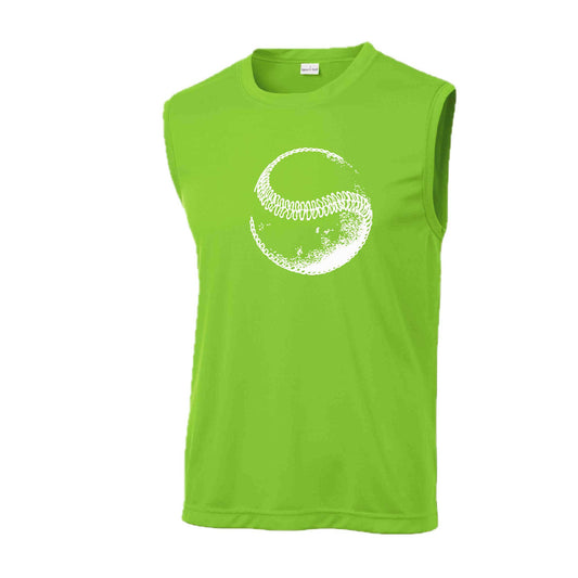 Retro Curveball | Men's Sleeveless Athletic Baseball Performance T-Shirt | 100% Polyester
