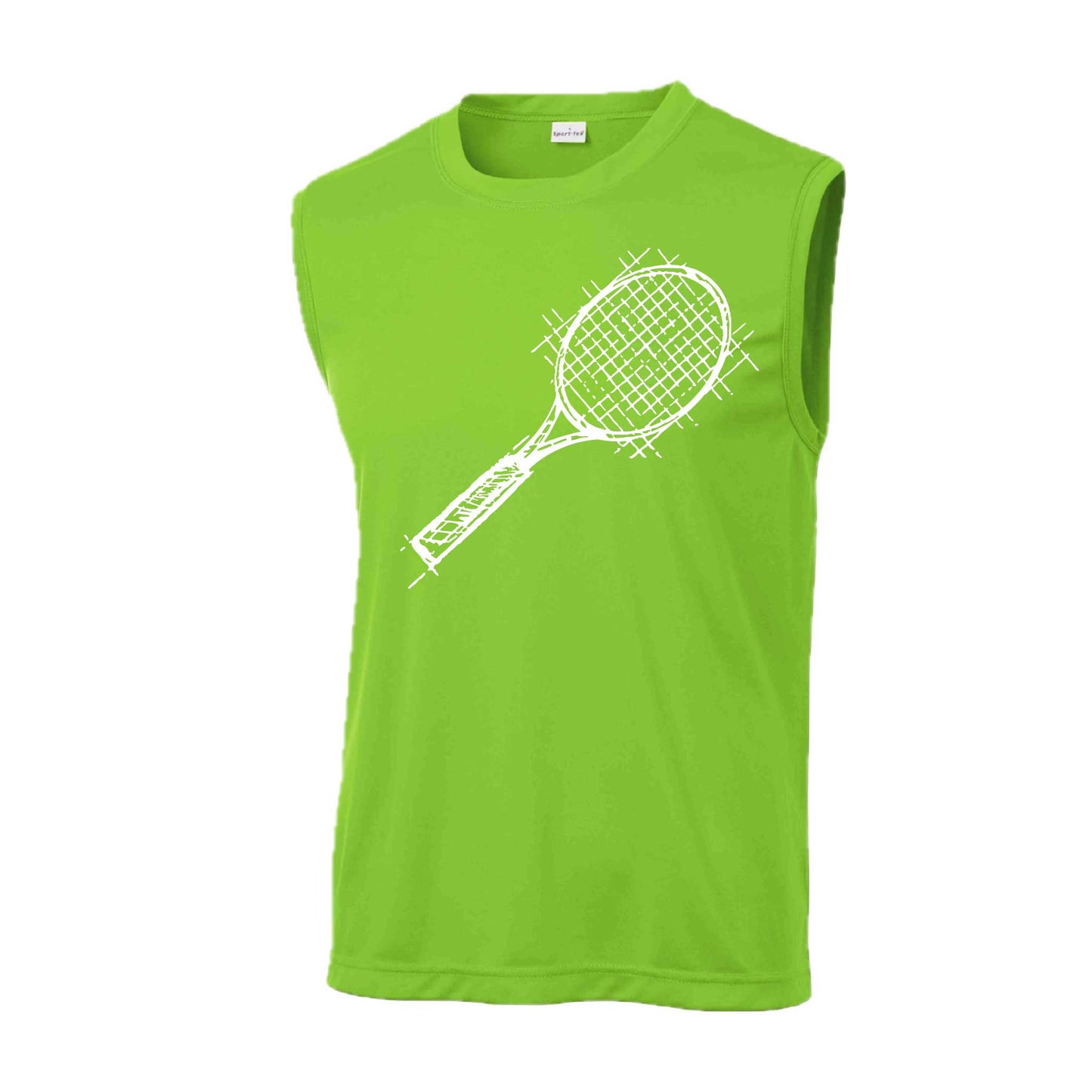 Retro Tennis Racquet | Men's Sleeveless Athletic Tennis Performance T-Shirt | 100% Polyester