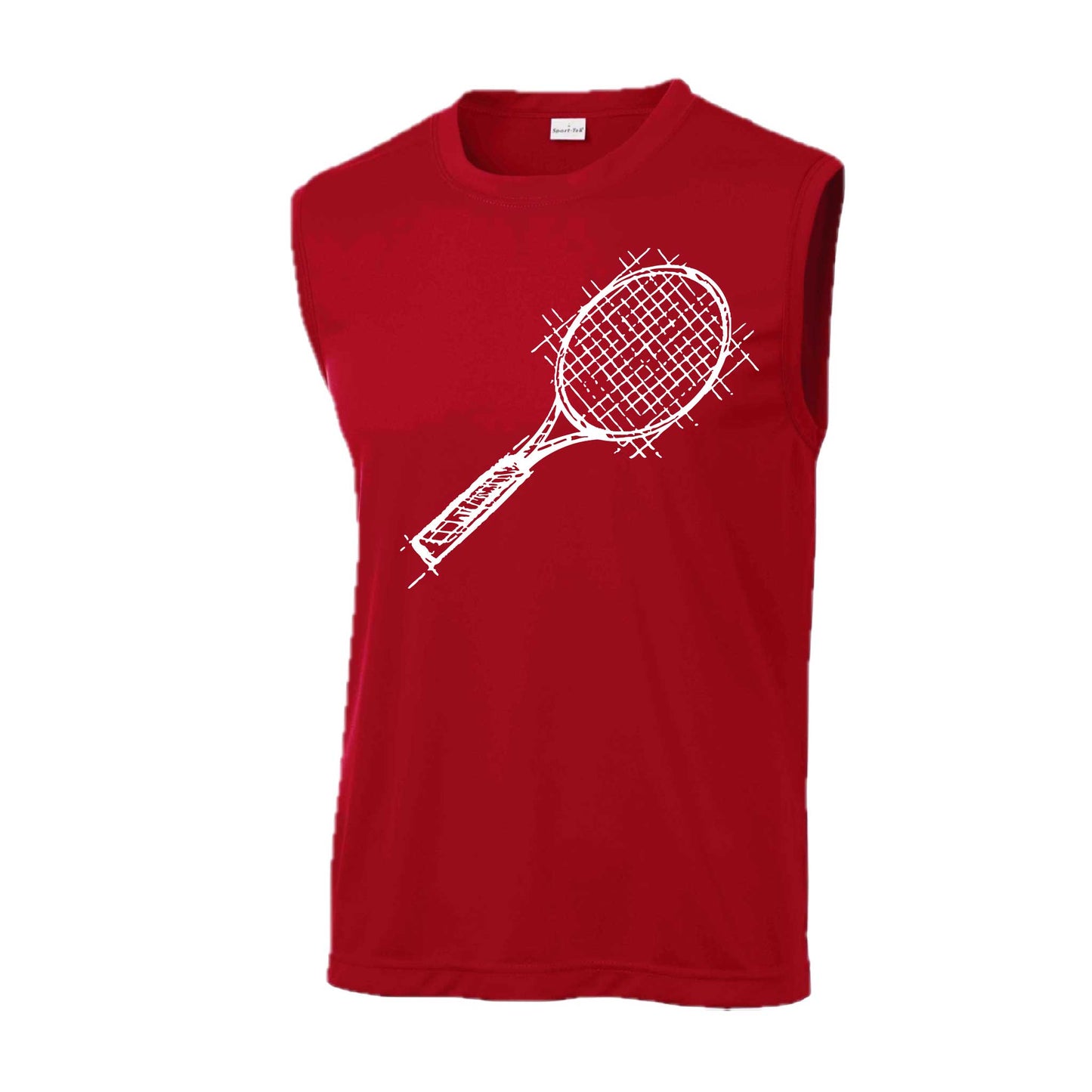 Retro Tennis Racquet | Men's Sleeveless Athletic Tennis Performance T-Shirt | 100% Polyester