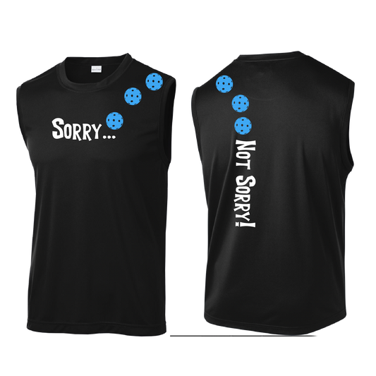 Sorry Not Sorry (Pickleballs Cyan Green Orange) | Men's Sleeveless Athletic Shirt | 100% Polyester