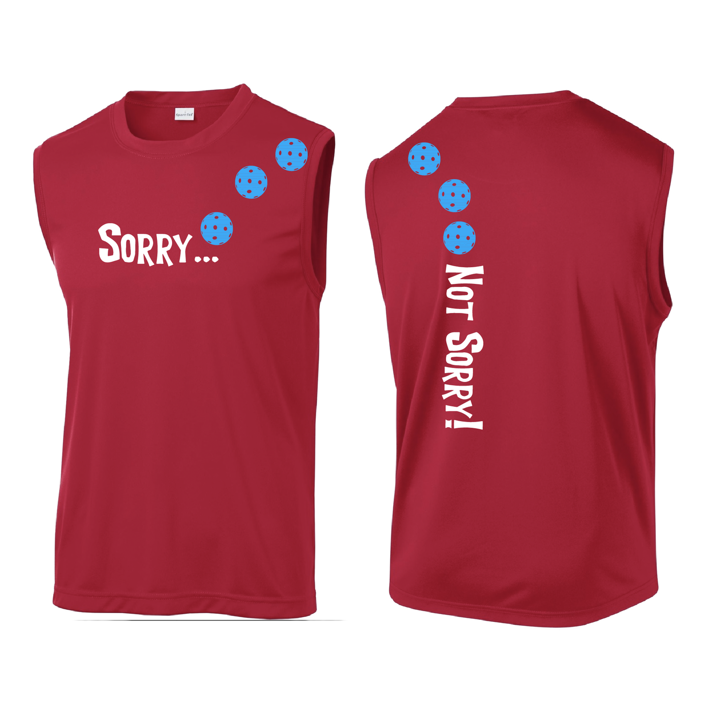 Sorry Not Sorry (Pickleballs Cyan Green Orange) | Men's Sleeveless Athletic Shirt | 100% Polyester