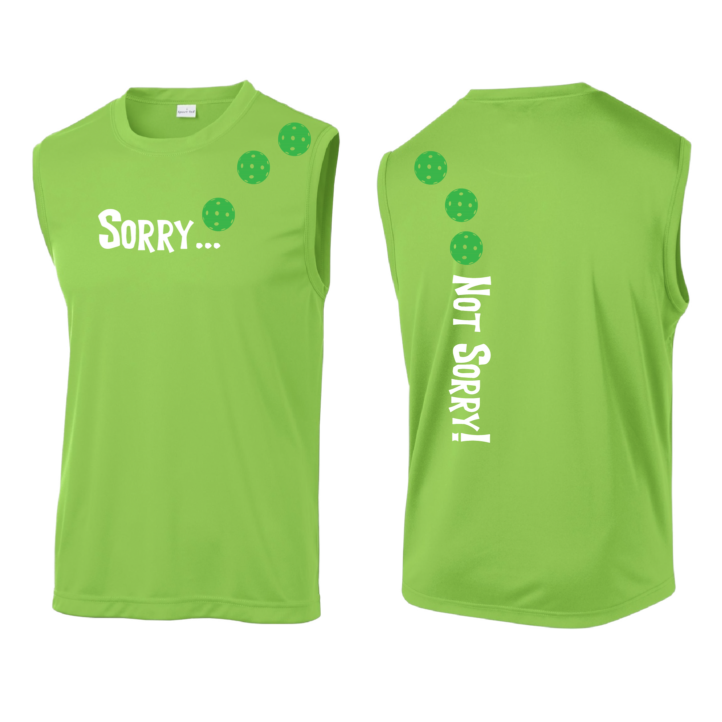 Sorry Not Sorry (Pickleballs Cyan Green Orange) | Men's Sleeveless Athletic Shirt | 100% Polyester