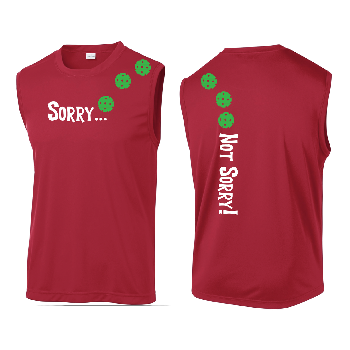 Sorry Not Sorry (Pickleballs Cyan Green Orange) | Men's Sleeveless Athletic Shirt | 100% Polyester